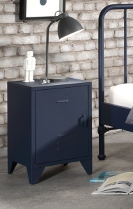 Set Pat Metalic și Noptieră, Albastru Denim, 90 x 200 cm (Metal) – BRONXX – Vipack - Img 8