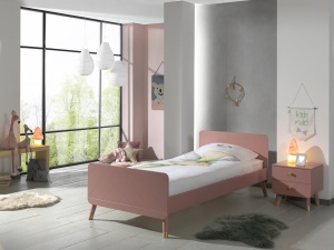 Set Pat Single și Noptieră pentru Copii, 90x200 cm, Roz (Pin Masiv și MDF) – Billy – Vipack - Img 3