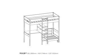 Set pat supraetajat copii PINO alb cu fotoliu canapea extensibil și saltea inclusă – Vipack - Img 3
