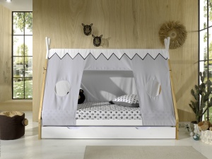 Set TIPI este format din Pat copiiul înălțat fără gard (90 x 200 cm), un sertar alb și un set textil asortat. - Img 2