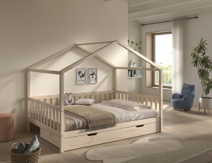This DALLAS combination in natural consists of a house bed (140 x 200 cm) and bed drawer. - Img 2