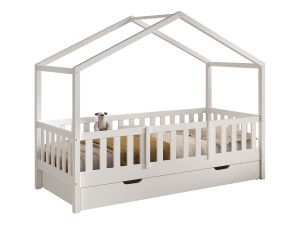 This DALLAS combination in white consists of a house bed (90 x 200 cm) with bed drawer and safety rail.