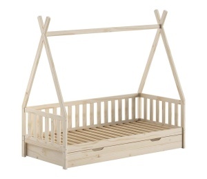 This TIPI combination in natural consists of the elevated bed with fence (90 x 200 cm) and a drawer.