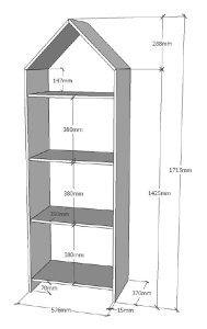 Bibliotecă pentru Copii Căsuță, Alb, (MDF) – CASAMI – Vipack - Img 3