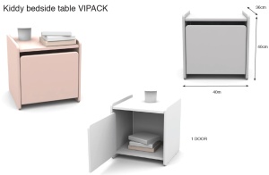 Noptieră Kiddy, pentru Camera Copii, cu 1 Ușă și Margini Rotunjite, Alb – Vipack - Img 4