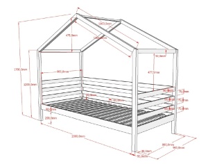 Pat Căsuță cu Design Modern, cu Sertar, Alb, Pin Masiv – Dallas – Vipack - Img 3