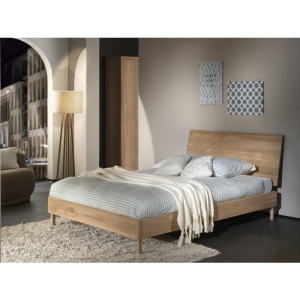 Pat Dublu Forrest Oak, 160x200 cm, din Lemn Masiv de Stejar, Natur – Vipack - Img 1