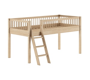 Pat Semi-Înălțat (Mid Sleeper) Forrest Beech 90x200 cm, pentru Camera Copii, din Lemn de Fag, cu Set Textil – Vipack - Img 4