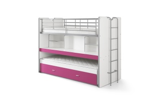 Pat supraetajat copii 90×200 cm fucsia cu birou și sertar – Economisește spațiu, stimulează joaca – Gama Bonny – Vipack - Img 1