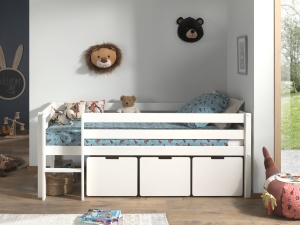 PINO SET DE 3 SERTARE PENTRU Pat copii MATRIMONIAL H85CM ALB - Img 2