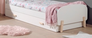 Sertar Pat Kiddy 90x190 cm, pentru Pat Copii/Tineri, Alb – Vipack - Img 1