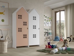 Set 2 Dulapuri pentru Copii Căsuță, Roz și Alb, (MDF) – CASAMI BRUGES – Vipack - Img 1