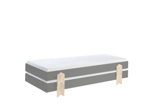 Set 2 paturi stivuibile pentru copii MODULO, din MDF și pin masiv, cu somiere cu lamele incluse – Vipack - Img 4