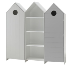 Set 3 Dulapuri pentru Copii Căsuță, Alb și Gri, (MDF) – CASAMI – Vipack - Img 2