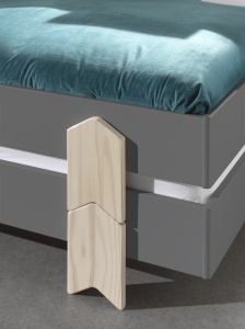 Set 3 paturi stivuibile pentru copii MODULO, gri, din MDF și pin masiv, cu somiere cu lamele incluse – Vipack - Img 8