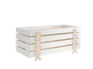 Set 4 paturi stivuibile pentru copii MODULO, alb, 90 x 200 cm, cu picioare în formă de zâmbet – Vipack - Img 2