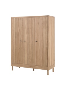 Set Complet Mobilier Cameră Bebelus Forrest Oak, din Lemn Masiv de Stejar, Natur: Pătuț (60x120 cm), Comodă cu 3 Sertare, Suport de Înfășat și Dulap cu 3 Uși – Vipack - Img 14