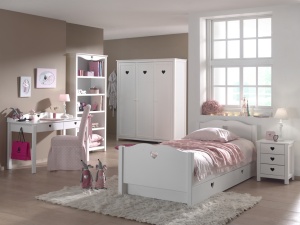Set Complet Mobilier Cameră Copii AMORI, 5 Piese, Alb, Design Romantic – Vipack - Img 1