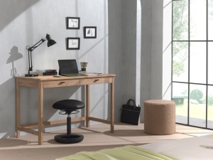 Set Complet Mobilier Camera Copii Forrest Oak, Pat 90x200 cm cu Tăblie Textilă, Dulap cu 2 Uși, Noptieră și Birou, din Lemn de Stejar, Natur – Vipack - Img 3