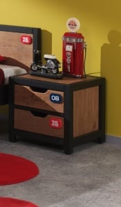 Set Mobilier Cameră Copii ALEX, 7 Piese, Pat 90x200 cm, Pin Masiv cu Detalii Metalice Negre – Vipack - Img 14
