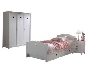 Set Mobilier Cameră Copii AMORI, 4 Piese, Alb, Stil Romantic – Vipack - Img 2