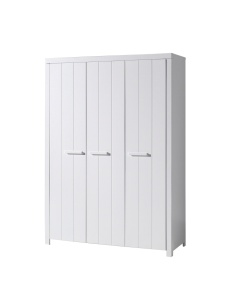Set Mobilier Cameră Copii ERIK: Pat 90x200 cm, Dulap 3 Uși, Birou, Bibliotecă, Noptieră și Sertar, Alb – Vipack - Img 11