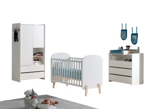 Set Mobilier Kiddy pentru Camera Bebelusului – Pătuț 60x120 cm, Comodă, Masă de Înfășat și Dulap 2 Uși – Alb – Vipack - Img 5