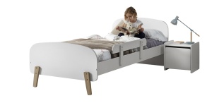 Set Mobilier Kiddy pentru Camera Copii – Pat 90x200 cm, Noptieră & Bară Siguranță – Alb – Vipack - Img 2