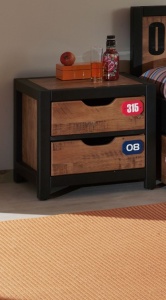 Set Mobilier pentu Copii ALEX, 5 Piese, Pat 90x200 cm, Pin Masiv cu Metal Negru – Vipack - Img 14