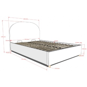Set MOON: pat tapițat 140 x 200 cm roz cu țesătură bouclé și spațiu de depozitare + taburet roz multifuncțional – Vipack - Img 2