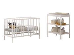Set Pat bebeluși DINO 60x120 cm și Masă de înfășat DINO, alb – Vipack - Img 3