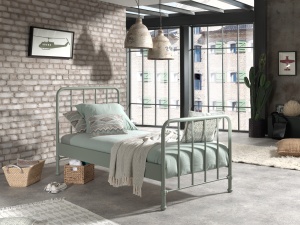 Set Pat Metalic și Noptieră, Verde Olive, 90 x 200 cm (Metal) – BRONXX – Vipack - Img 7