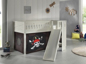 Set SCOTT este format din Pat copiiul de dormit înalt cu tobogan și perdeaua de joacă CARIBIAN PIRATES. - Img 2