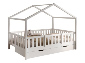This DALLAS combination in white consists of a house bed (140 x 200 cm) with bed drawer and safety rail.