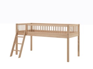 This FORREST BEECH combination in natural beech consists of a mid-high sleeper bed (90 x 200 cm) and a matching textile set. - Img 3