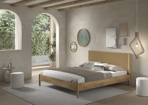 This OLIVE combination consists of a double bed (180 x 200 cm) with a woven rope headboard and two bedside tables with drawer. - Img 5