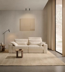 Canapea Ares 254 cm, extensibilă electric cu ladă, structură lemn de pin și MDF, brațe cu spațiu depozitare - Img 3