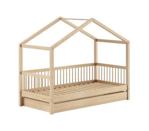 Pat Casă Forrest Beech 90x200 cm, pentru Camera Copii, din Lemn de Fag, cu Sertar – Vipack - Img 4