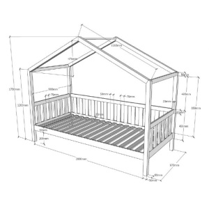 Pat Căsuță cu Protecție, Antracit, 90 x 200 cm, Pin Masiv – Dallas – Vipack - Img 3