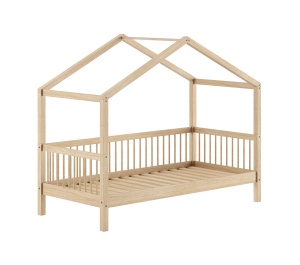 Pat Căsuță Forrest Beech pentru Camera Copii, 90x200 cm, din Lemn Masiv de Fag, Natur – Vipack - Img 2