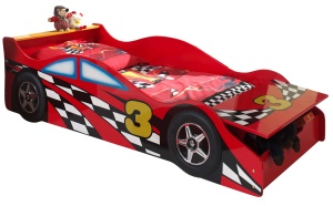 Pat Junior Mașină de Curse Auto, 70x140 cm, Roșu (MDF), cu Saltea Inclusă – Vipack - Img 2