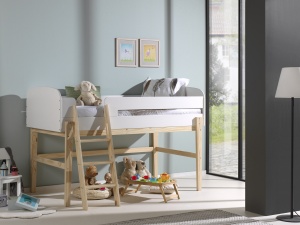 Pat Supraetajat Kiddy (Mid Sleeper) 90x200 cm, pentru Camera Copii, Alb – Vipack - Img 3