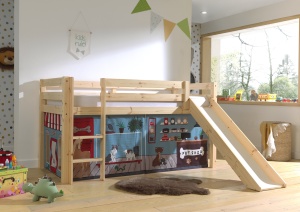 Perdea de joacă cu tema PET SHOP pentru pat semi-supraetajat pentru copii PINO, albastru – Vipack - Img 3