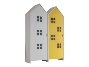 Set 2 Dulapuri pentru Copii Căsuță, Alb și Galben, (MDF) – CASAMI BRUGES – Vipack - Img 2