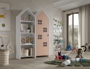 Set 2 Dulapuri pentru Copii Căsuță, Roz și Alb, (MDF) – CASAMI BRUGES – Vipack - Img 1
