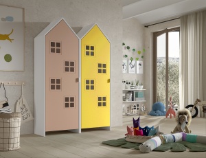 Set 2 Dulapuri pentru Copii Căsuță, Roz și Galben, (MDF) – CASAMI BRUGES – Vipack - Img 1