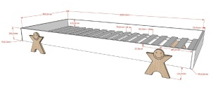 Set 2 paturi stivuibile pentru copii MODULO, gri, din MDF și pin masiv, cu somiere cu lamele incluse – Vipack - Img 3