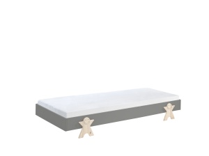 Set 2 paturi stivuibile pentru copii MODULO, gri, din MDF și pin masiv, cu somiere cu lamele incluse – Vipack - Img 6