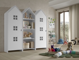 Set 3 Dulapuri pentru Copii Căsuță, Alb, (MDF) – CASAMI – Vipack - Img 1