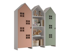 Set 3 Dulapuri pentru Copii Căsuță, Roz și Verde, (MDF) – CASAMI BRUGES – Vipack - Img 2